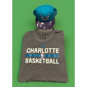 Aeroknit Shirt Charlotte Hornets Team Issued Short Sleeves Grey & Ball Cap